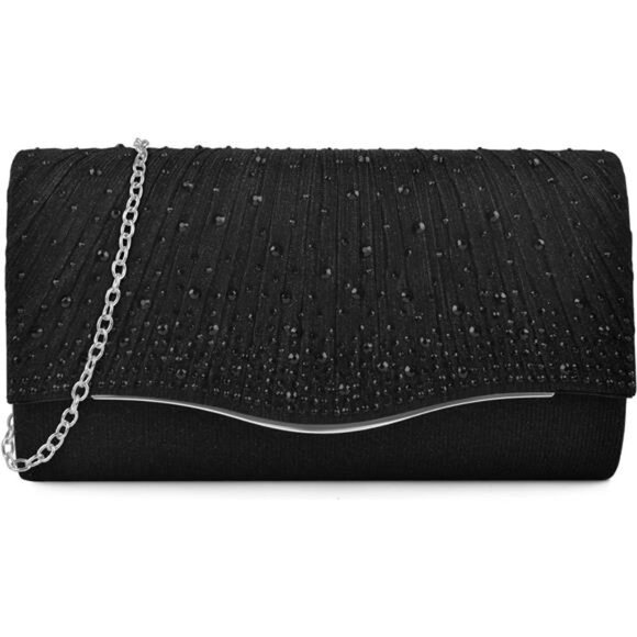 Formal Bags Suede Shoulder Envelope Handbags Black - Picture 1 of 7